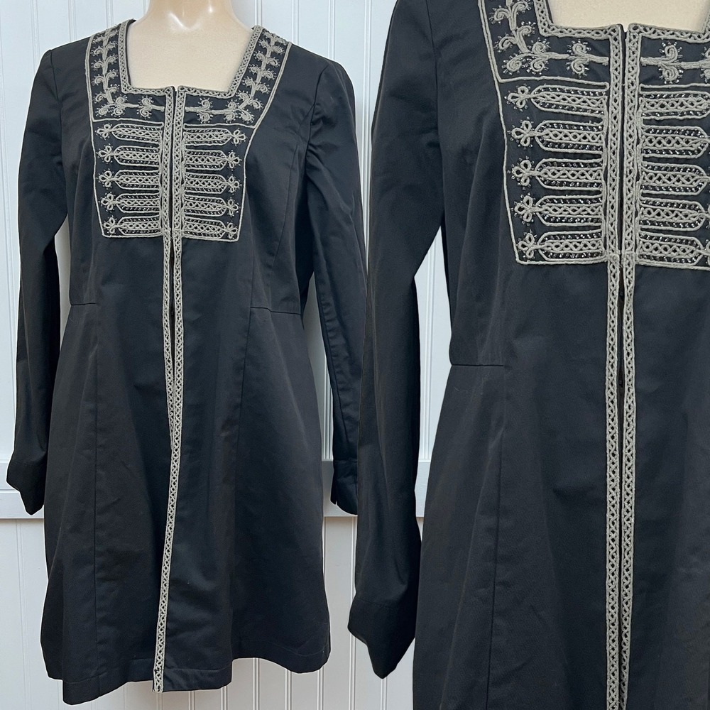 Cabi Military Band Jacket Dress Dark Academia Whimsygoth Embroidery Womens 8